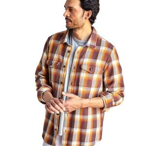 Outerknown Flannel Blanket Shirt in Dark Roast Nostalgia Plaid Button Down Shirt